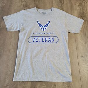 US Air Force Veteran Shirt Men Small Gray Casual Athleisure Military Lounge USA